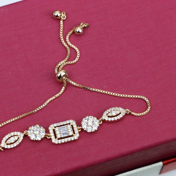 Elegant Rose Gold A-Bracelet with Sparkling Stones, Adjustable Size, XPAB0648 - Picture 11 of 12